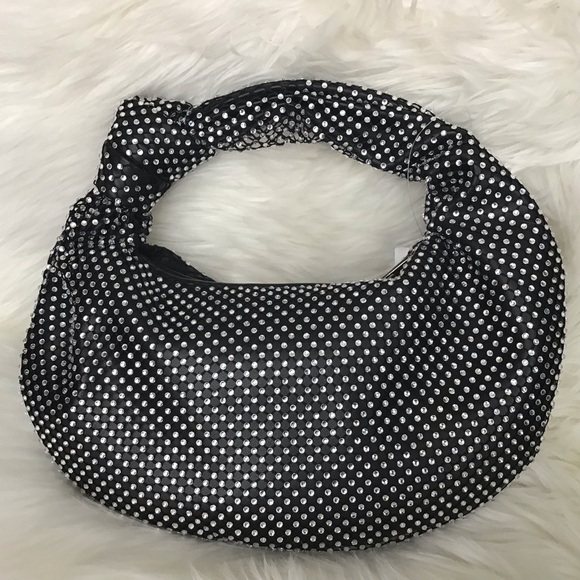 Black Rhinestone knot handle round clutch J with knotted handle. NWT - Picture 3 of 6